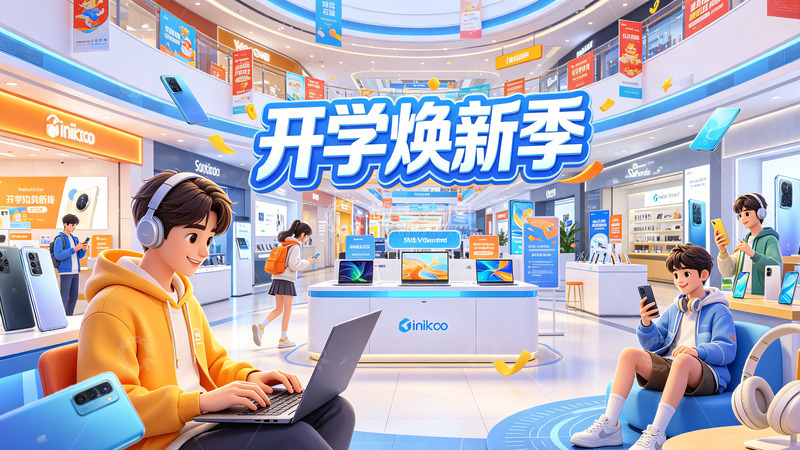 高清大图下载【趣麦麦图】开学焕新季电子产品促销海报