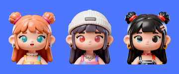 3d卡通潮流潮玩风格女孩头像10