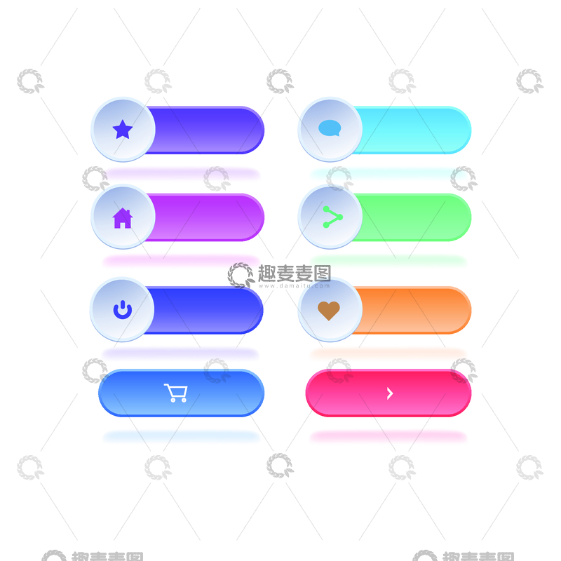 源文件下载【趣麦麦图】彩色按钮图标设计元素