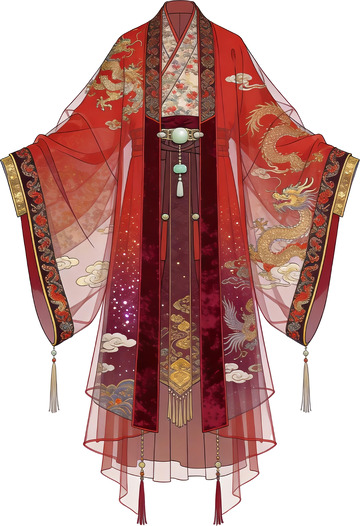 红金龙纹婚服汉服设计稿
