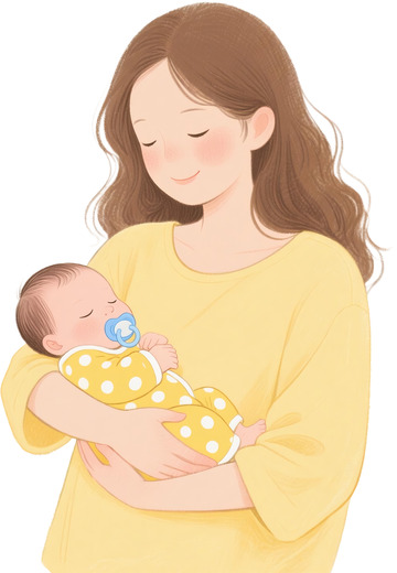 温馨亲子母亲与婴儿治愈插画1