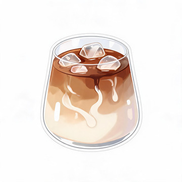 透明杯咖啡饮品插画