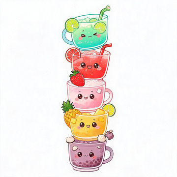 可爱卡通饮料插画设计素材