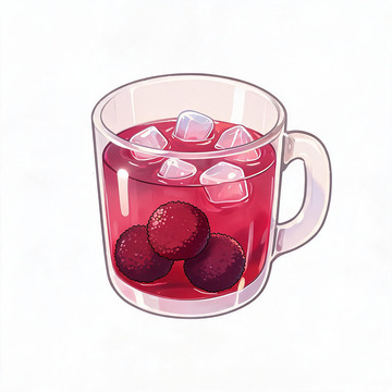 透明杯杨梅饮插画素材