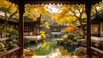 古典园林秋景风光摄影