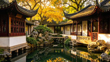 古典园林秋景风光摄影