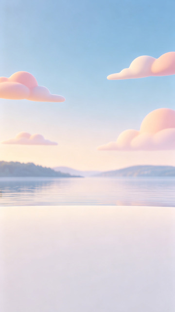 梦幻湖畔风景插画