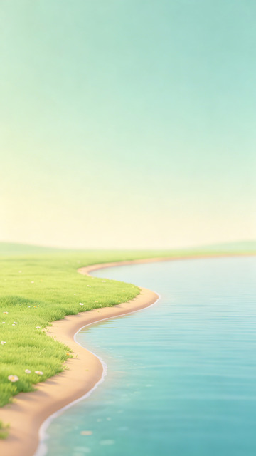 清新海岸风光插画