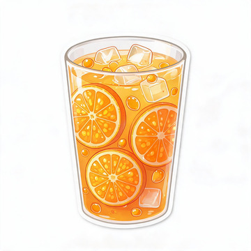 冰爽橙汁饮品插画