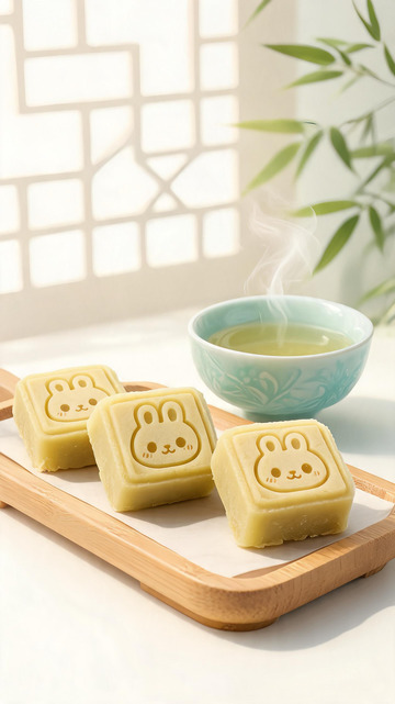 中式茶点兔子糕点与热茶