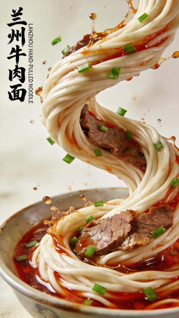动感飞溅兰州牛肉面美食海报3