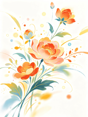 敦煌色系花卉插画4