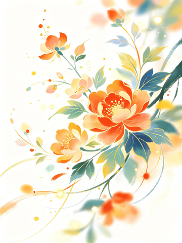 敦煌色系花卉插画2