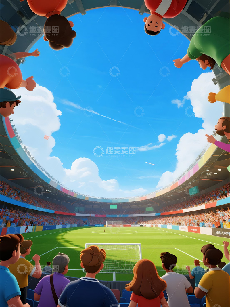 高清大图下载【趣麦麦图】赛场观赛足球赛事插画4