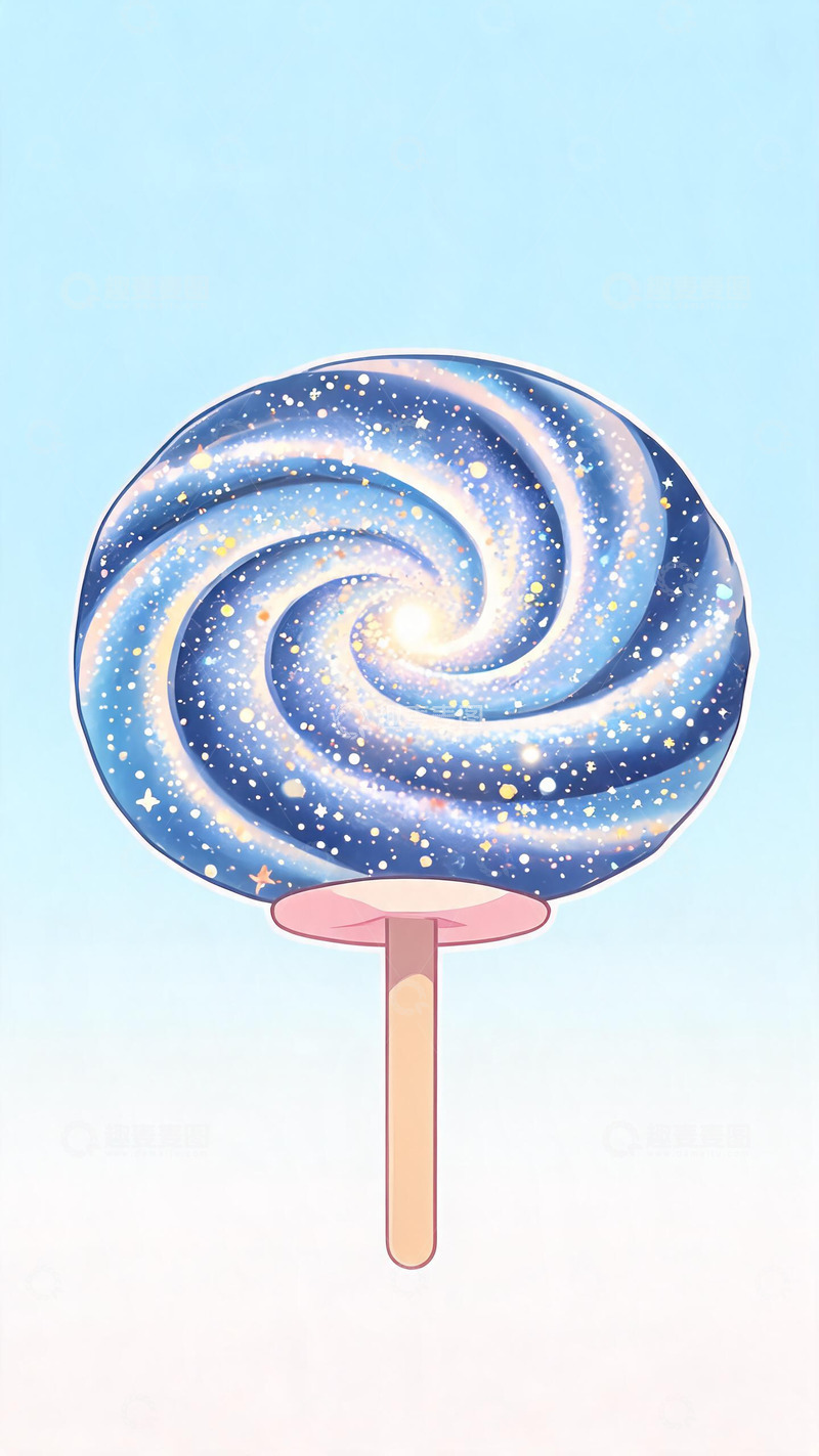 高清大图下载【趣麦麦图】-梦幻星空棒棒糖插画