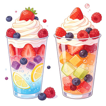 水彩水果奶昔插画设计素材