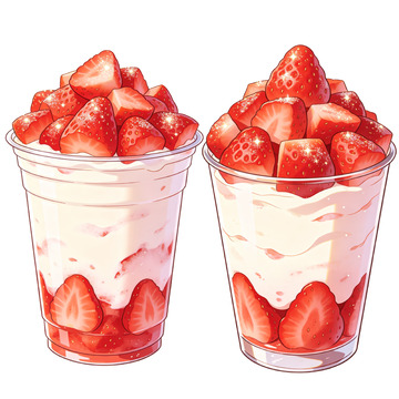草莓奶昔饮品插画设计素材