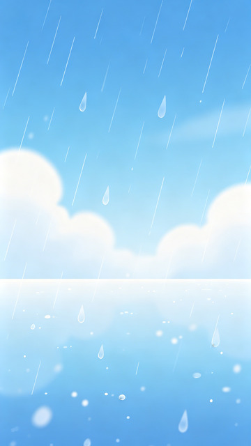 蓝天雨滴云彩插画