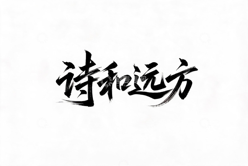 高清大图下载【趣麦麦图】-书法风诗和远方文字设计素材