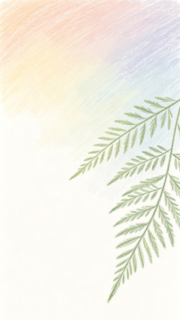 彩铅风植物枝叶手绘背景设计素材