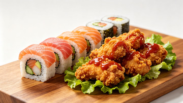 写实风日式料理寿司炸鸡设计素材