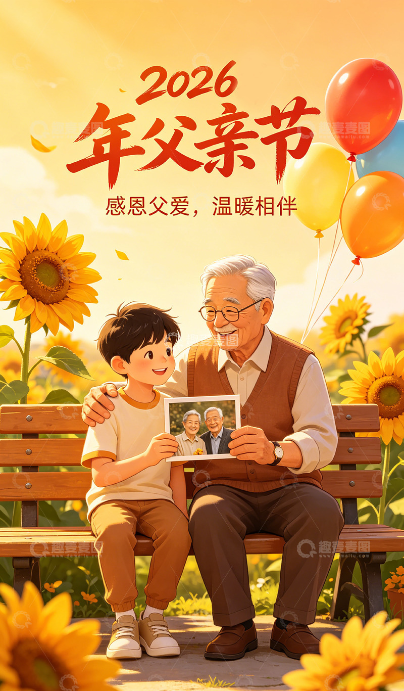 高清大图下载【趣麦麦图】-插画风父亲节温馨亲情设计素材