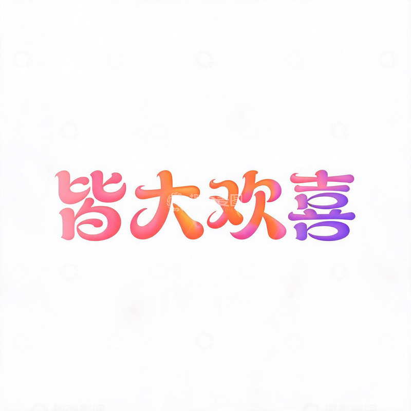 高清大图下载【趣麦麦图】渐变色喜庆字体皆大欢喜设计素材