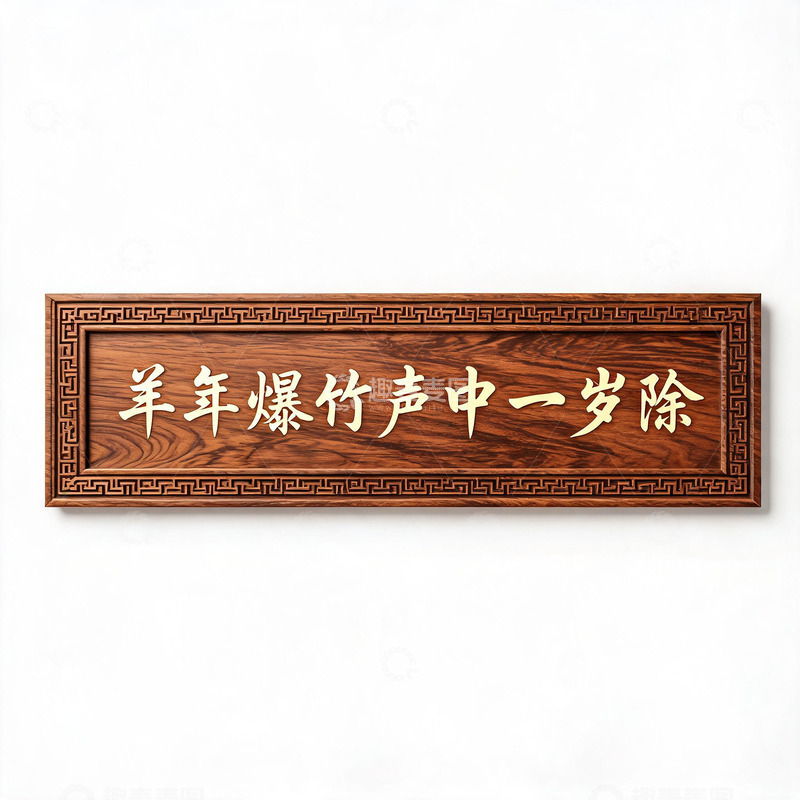 高清大图下载【趣麦麦图】木雕风春节对联文字设计素材