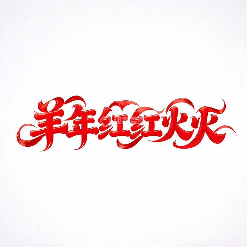 高清大图下载【趣麦麦图】书法风羊年红红火火艺术字设计素材