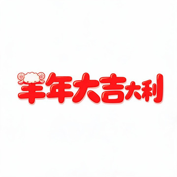 卡通风羊年大吉大利文字设计素材