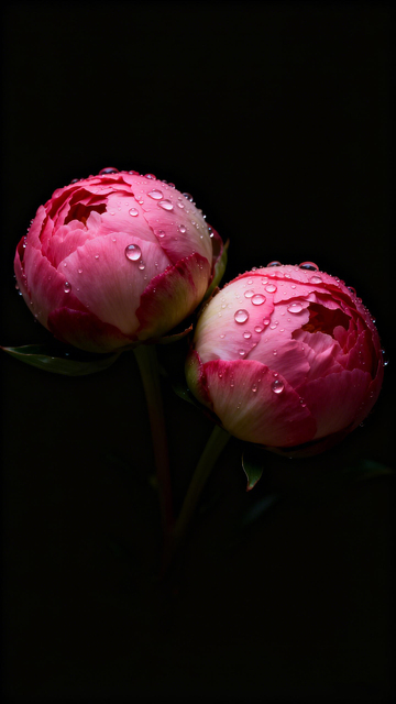 暗黑风雨后芍药花摄影素材
