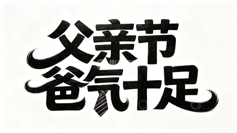 高清大图下载【趣麦麦图】书法风父亲节爸气十足促销艺术字设计素材