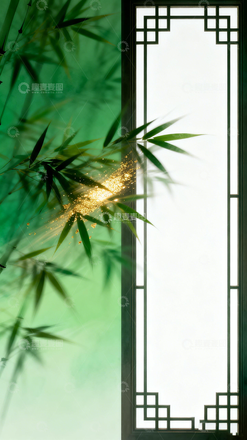 高清大图下载【趣麦麦图】新中式竹影窗格背景设计素材
