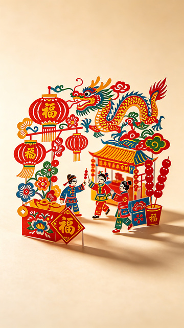 年味立体剪纸纸雕艺术