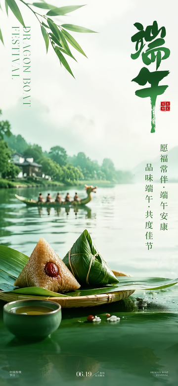国风端午节粽子龙舟海报设计素材