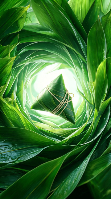 梦幻风端午节粽子绿叶隧道设计