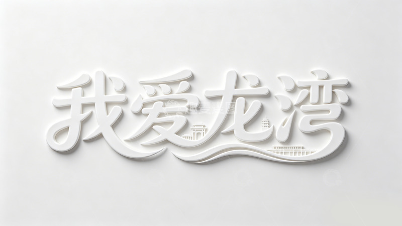 高清大图下载【趣麦麦图】立体风我爱龙湾艺术字设计素材