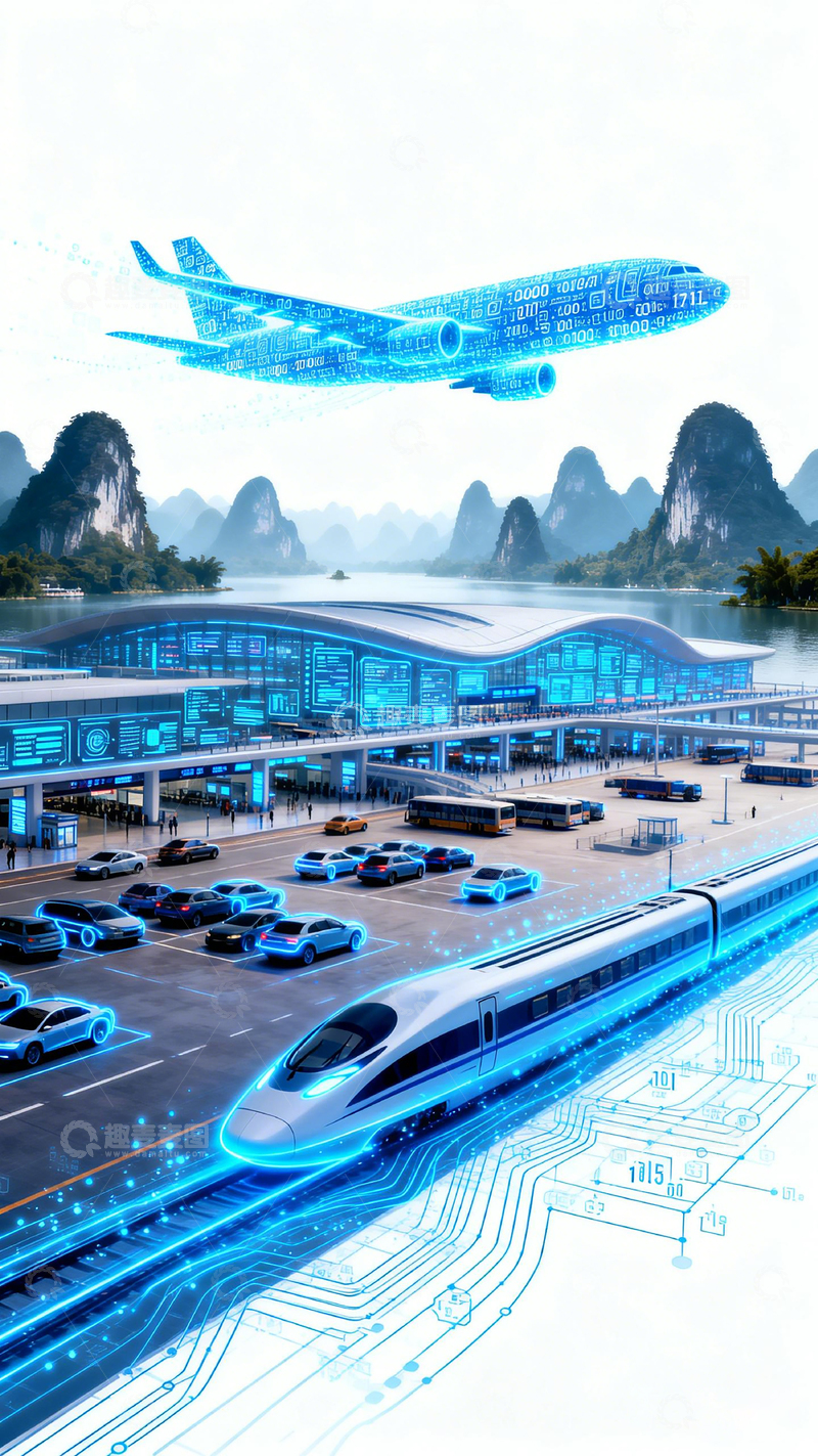 高清大图下载【趣麦麦图】-科技风未来交通城市设计素材