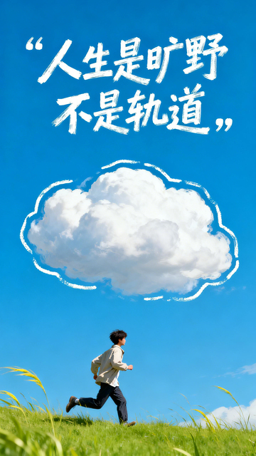 手绘风人生旷野奔跑人物设计素材