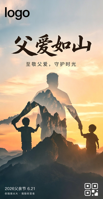 金色父爱如山父亲节海报