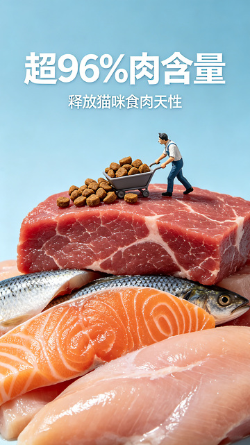 微缩人偶推猫粮颗粒