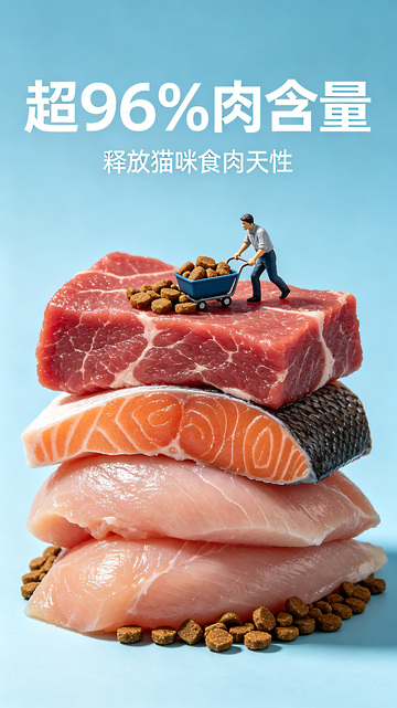高肉含量猫粮创意广告
