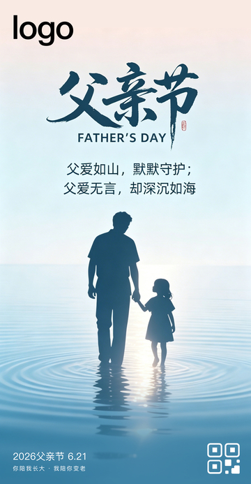 浅蓝色父亲节海报素材