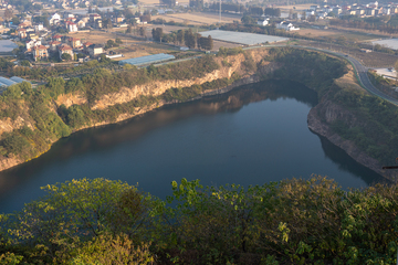 航拍风嘉兴神仙湖湖自然景观设计素材