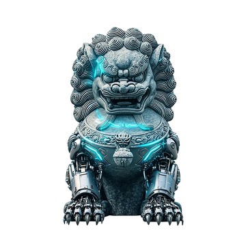 机械风守护神兽石狮3D模型素材
