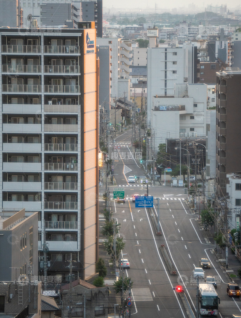 高清大图下载【趣麦麦图】-日本名古屋城市俯瞰街景建筑摄影素材