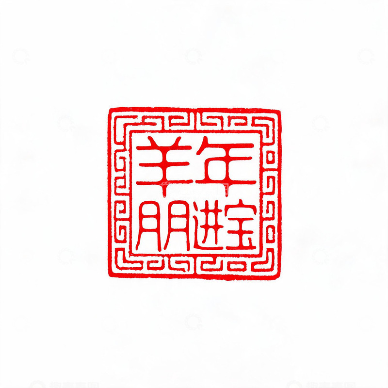 高清大图下载【趣麦麦图】印章风羊年进宝吉祥图案设计素材