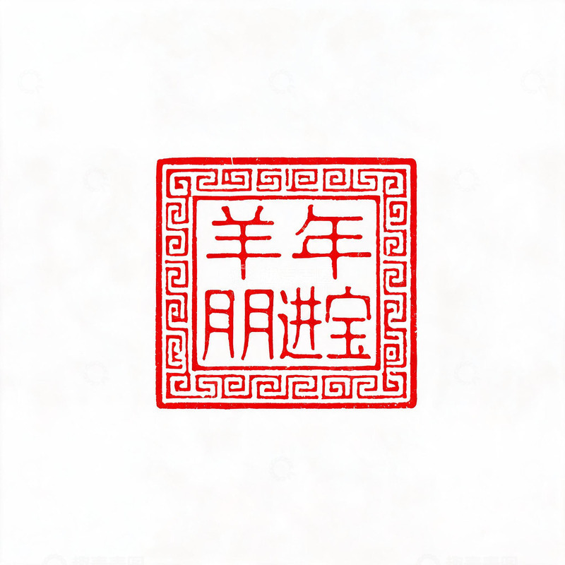 高清大图下载【趣麦麦图】传统风羊年进宝印章设计素材