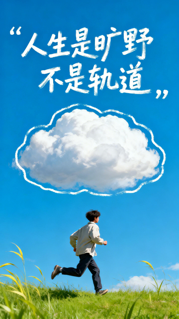 清新风人生旷野奔跑人物设计素材