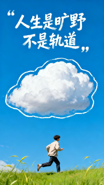 清新风人生旷野奔跑插画设计素材